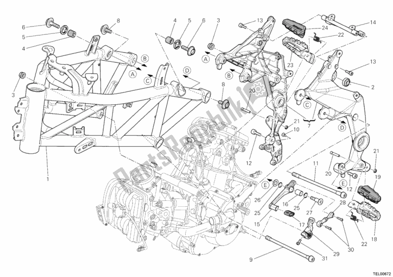 All parts for the Frame of the Ducati Multistrada 1200 ABS 2012